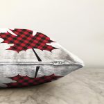 Ekose Yaprak Tasarımlı Dijital Baskılı Modern Raşel Kadife Yastık Kırlent Kılıfı Realhomes