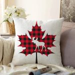 Ekose Yaprak Tasarımlı Dijital Baskılı Dekoratif Şönil Yastık Kırlent Kılıfı Realhomes