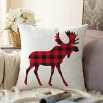 Ekose Geyik Tasarımlı Dijital Baskılı Modern Raşel Kadife Yastık Kırlent Kılıfı Realhomes