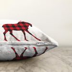 Ekose Geyik Tasarımlı Dijital Baskılı Modern Raşel Kadife Yastık Kırlent Kılıfı Realhomes