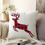 - Sonil-K10195-Gorsel - Realhomes  Ekose Geyik Tasarımlı Dijital Baskılı Modern Raşel Kadife Yastık Kırlent Kılıfı Realhomes