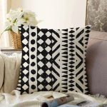 Siyah Beyaz İskandinav Desen Tasarımlı Dijital Baskılı Dekoratif Raşel Kadife Yastık Kırlent Kılıfı Realhomes
