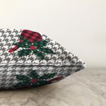 Ekose Kuş Yaprak Tasarımlı Dijital Baskılı Modern Raşel Kadife Yastık Kırlent Kılıfı Realhomes