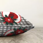 - Sonil-K10205-Gorsel-2 - Realhomes Gri Ekose Zemin & Kırmızı Kuş Tasarımlı Dijital Baskılı Modern Raşel Kadife Yastık Kırlent Kılıfı Realhomes