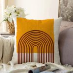 Sanatsal Boho Çizimli Dijital Baskılı Dekoratif Raşel Kadife Yastık Kırlent Kılıfı Realhomes