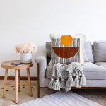 Çizgili Güneş Tasarımlı Dijital Baskılı Modern Raşel Kadife Yastık Kırlent Kılıfı Realhomes