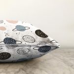 - Печать - Realhomes Realhomes Gezegen Çizimli Özel Tasarım Dijital Baskılı Modern Raşel Kadife Yastık Kırlent Kılıfı Realhomes