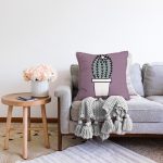 - Sonil-K10220-Gorsel-1 - Realhomes  Açık Mor Zemin Sade Kaktüs Tasarımlı Dijital Baskılı Dekoratif Raşel Kadife Yastık Kırlent Kılıfı Realhomes