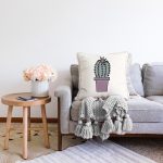 - Sonil-K10222-Gorsel-1 - Realhomes  Krem Zemin Sade Kaktüs Motifli Dijital Baskılı Dekoratif Raşel Kadife Yastık Kırlent Kılıfı Realhomes