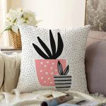 - Sonil-K10227-Gorsel - Realhomes  Krem Kumlama Zemin Vazo Desenli Dijital Baskılı Modern Raşel Kadife Yastık Kırlent Kılıfı Realhomes