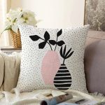 - Sonil-K10228-Gorsel - Realhomes  Krem Kumlama Zemin Vazo Desenli Dijital Baskılı Dekoratif Raşel Kadife Yastık Kırlent Kılıfı Realhomes