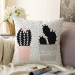 - Sonil-K10230-Gorsel - Realhomes  Krem Kumlama Zemin Kaktüs Tasarımlı Dijital Baskılı Dekoratif Raşel Kadife Yastık Kırlent Kılıfı Realhomes