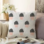 - Sonil-K10231-Gorsel - Realhomes Krem Kumlama Zemin Kaktüs Tasarımlı Dijital Baskılı Modern Raşel Kadife Yastık Kırlent Kılıfı Realhomes