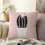 - Sonil-K10237-Gorsel - Realhomes  Pembe Zemin Kaktüs Motifli Dijital Baskılı Modern Raşel Kadife Yastık Kırlent Kılıfı Realhomes