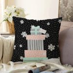 - Sonil-K10247-Gorsel - Realhomes  Siyah Kar Taneli Zemin Hediye Paketleri Desenli Dijital Baskılı Modern Raşel Kadife Yastık Kırlent Kılıfı Realhomes