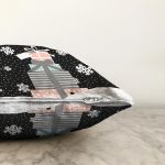 Siyah Kar Taneli Zemin Hediye Paketleri Desenli Dijital Baskılı Modern Raşel Kadife Yastık Kırlent Kılıfı Realhomes