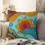 Etnik Desen Tasarımlı Dijital Baskılı Modern Raşel Kadife Yastık Kırlent Kılıfı Realhomes