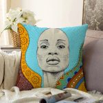 - Sonil-K10256-Gorsel - Realhomes  Etnik Afrikalı Kız Motifli Dijital Baskılı Dekoratif Raşel Kadife Yastık Kırlent Kılıfı Realhomes