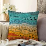 - Sonil-K10257-Gorsel - Realhomes Etnik Desen Tasarımlı Dijital Baskılı Modern Raşel Kadife Yastık Kırlent Kılıfı Realhomes