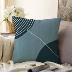 - Sonil-K10273-Gorsel - Realhomes  Soyut Tarzda Onedraw Çizimli Dijital Baskılı Modern Şönil Yastık Kırlent Kılıfı Realhomes