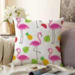 - flamingo_p0 - Realhomes Realhomes Merve Çizimleri Arasında Flamingo Tasarımlı Dijital Baskılı Modern Raşel Kadife Yastık Kırlent Kılıfı Realhomes
