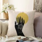 El Silüetli Özel Tasarım Dijital Baskılı Dekoratif Raşel Kadife Yastık Kırlent Kılıfı Realhomes