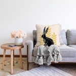 Tavşan Silüetli Özel Tasarım Dijital Baskılı Modern Raşel Kadife Yastık Kırlent Kılıfı Realhomes