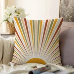 Güneş ve Renkli Işınları Özel Tasarım Dijital Baskılı Dekoratif Raşel Kadife Yastık Kırlent Kılıfı Realhomes