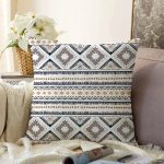 İskandinav Desenli Etnik Tasarımlı Dijital Baskılı Modern Raşel Kadife Yastık Kırlent Kılıfı Realhomes