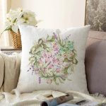 - Sonil-K10337-Gorsel - Realhomes  Suluboya Çizimli Çiçek Tasarımlı Dijital Baskılı Modern Raşel Kadife Yastık Kırlent Kılıfı Realhomes
