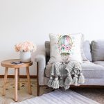 Çiçekli Balon Özel Tasarım Dijital Baskılı Modern Raşel Kadife Yastık Kırlent Kılıfı Realhomes