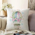 Çiçekli Balon Özel Tasarım Dijital Baskılı Modern Raşel Kadife Yastık Kırlent Kılıfı Realhomes