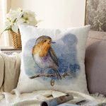 - Sonil-K10342-Gorsel - Realhomes Suluboya Çizimli Kuş Tasarımlı Dijital Baskılı Dekoratif Raşel Kadife Yastık Kırlent Kılıfı Realhomes