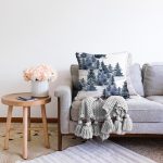 Suluboya Çizimli Kış Temalı Çam Ağaçları Dijital Baskılı Dekoratif Raşel Kadife Yastık Kırlent Kılıfı Realhomes