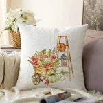 El Arabası Meyve & Sebze Çizimli Dijital Baskılı Dekoratif Raşel Kadife Yastık Kırlent Kılıfı Realhomes