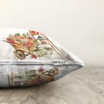 El Arabası Meyve & Sebze Çizimli Dijital Baskılı Dekoratif Raşel Kadife Yastık Kırlent Kılıfı Realhomes