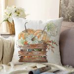 Kasalı Kabak Motifli Dijital Baskılı Dekoratif Raşel Kadife Yastık Kırlent Kılıfı Realhomes