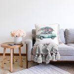 Christmas Temalı Araba Tasarımlı Dijital Baskılı Dekoratif Raşel Kadife Yastık Kırlent Kılıfı Realhomes