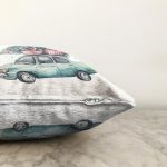 Christmas Temalı Araba Tasarımlı Dijital Baskılı Dekoratif Raşel Kadife Yastık Kırlent Kılıfı Realhomes