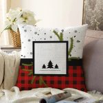 Siyah Beyaz & Ekose Motifli Dijital Baskılı Modern Raşel Kadife Yastık Kırlent Kılıfı Realhomes