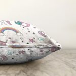 - Печать - Realhomes  Realhomes Unicorn ve Deniz Kızı Tasarımlı Dijital Baskılı Modern Raşel Kadife Yastık Kırlent Kılıfı Realhomes