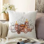 - Sonil-K10390-Gorsel - Realhomes  Özel Tasarım Kabak & Mum Temalı Dijital Baskılı Dekoratif Raşel Kadife Yastık Kırlent Kılıfı Realhomes