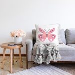 Pembe Kelebek Tasarımlı Dijital Baskılı Modern Raşel Kadife Yastık Kırlent Kılıfı Realhomes
