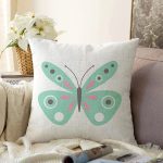 - Sonil-K10402-Gorsel - Realhomes  Mint Yeşili Kelebek Tasarımlı Dijital Baskılı Dekoratif Raşel Kadife Yastık Kırlent Kılıfı Realhomes
