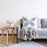 Mavi Kelebek Motifli Dijital Baskılı Dekoratif Raşel Kadife Yastık Kırlent Kılıfı Realhomes