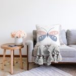 - Sonil-K10405-Gorsel-1 - Realhomes  Mavi Pembe Kelebek Desenli Dijital Baskılı Modern Şönil Yastık Kırlent Kılıfı Realhomes