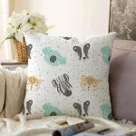 Realhomes Sevimli Hayvanlar Çizimli Özel Tasarım Dijital Baskılı Modern Raşel Kadife Yastık Kırlent Kılıfı Realhomes