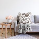 Karakalem Çiçek Desenli Dijital Baskılı Modern Raşel Kadife Yastık Kırlent Kılıfı Realhomes