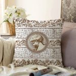 - Sonil-K10423-Gorsel - Realhomes Karakalem Çiçek & Yazı & Portre Desenli Dijital Baskılı Modern Şönil Yastık Kırlent Kılıfı Realhomes