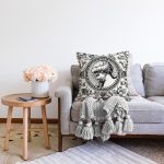 - Sonil-K10424-Gorsel-1 - Realhomes  Karakalem Çiçek & Portre Desenli Dijital Baskılı Dekoratif Raşel Kadife Yastık Kırlent Kılıfı Realhomes